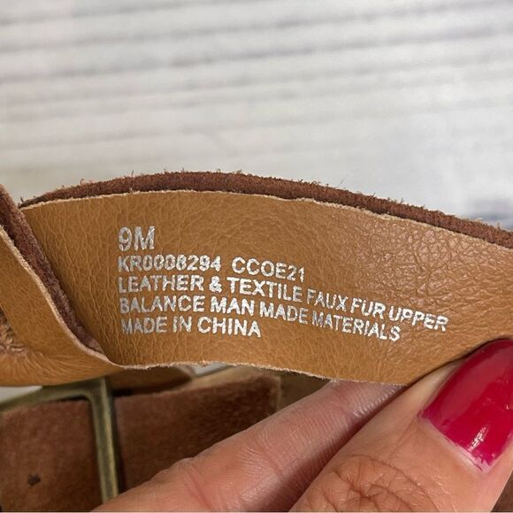 KORKS Wendy Taupe Rust Fur Suede Combo Fabric Platform Sandals 9 - Picture 5 of 9